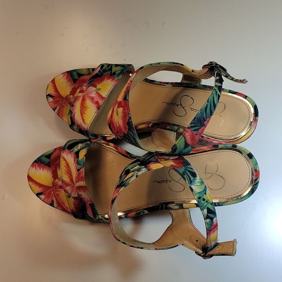 JESSICA SIMPSON JEISHA FLORAL WOMEN"S MULTICOLOR PEEP TOE ANKLE STRAP SANDAL - Picture 6 of 14